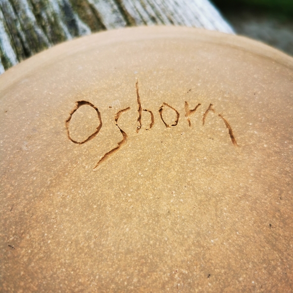Red Clay Art Pottery Plate with Water Scene and Cat Tails / Bulrush - Picture 15 of 16